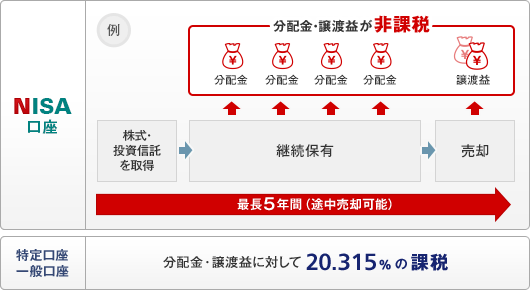 NISA͍Œ5Nԁirp\jEM̕zEnvېŁ@Aʌ͕zEnvɑ΂20.315%̉ې